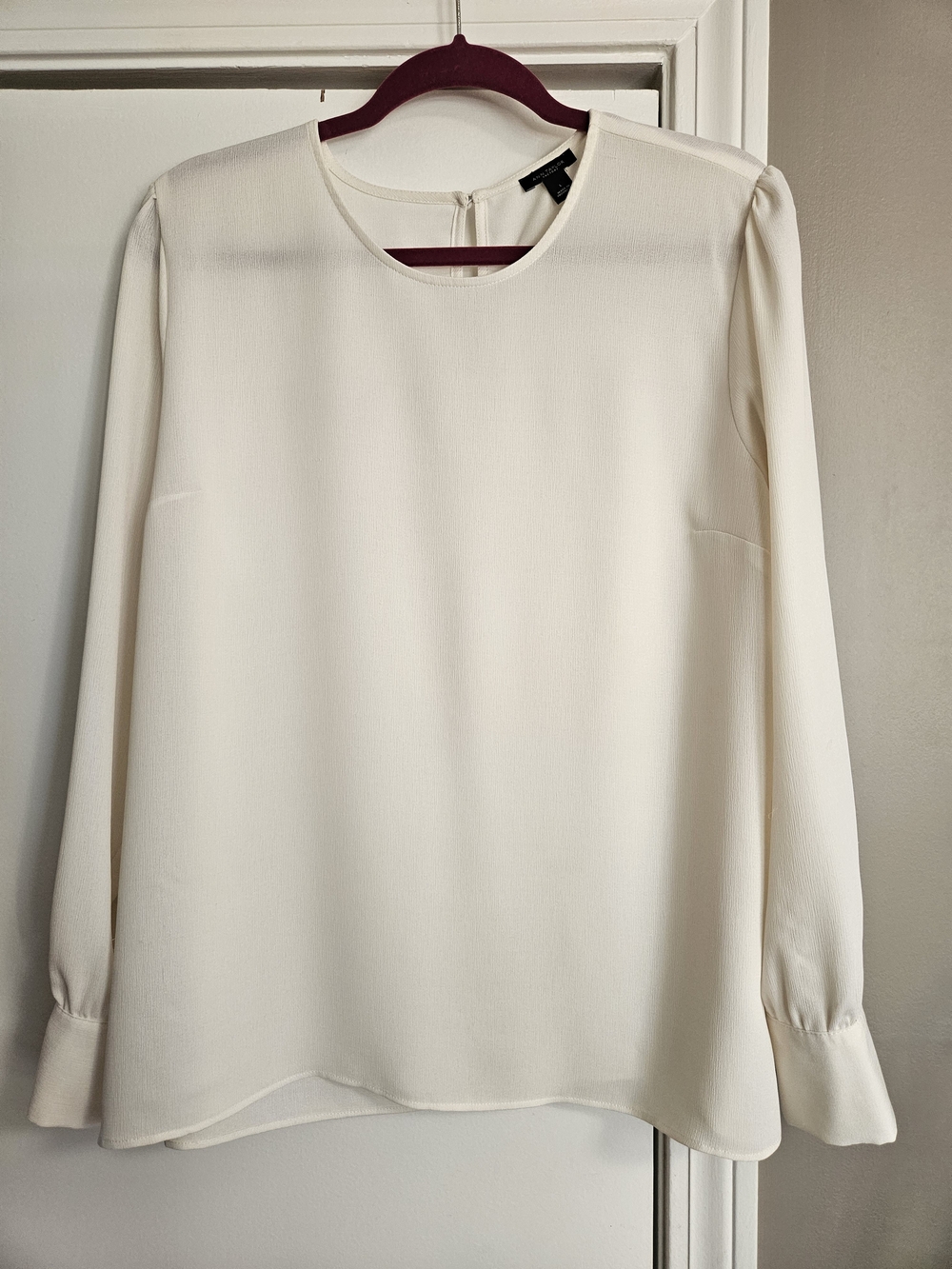 Ann Taylor Factory Cream Long-Sleeve Crewneck Blouse